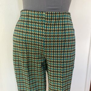 Maeve plaid houndstooth spandex pull on pants flare checkered high rise XS S